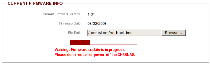Firmware upgrade: update is in progress